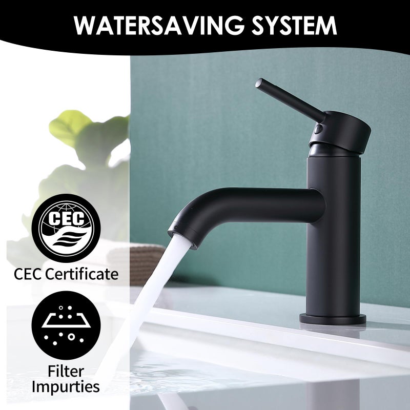 JAKARDA Single Handle Black Bathroom Faucet with Metal Drain Assembly and Escutcheon, Matte Black (Matte Black-JO1) - Image 3